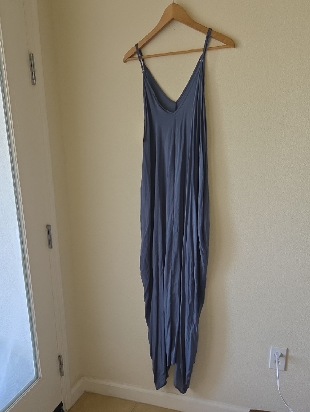 Elan Slate Blue Maxi Slip Dress with V-Neck Sz M NEW - Picture 6 of 11